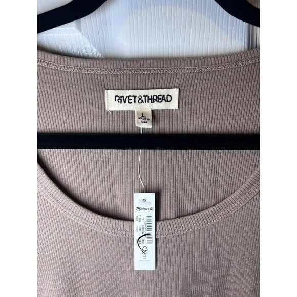 Madewell Rivet & Thread Ribbed U Neck Tee Size LG *Flaw* - Picture 3 of 6